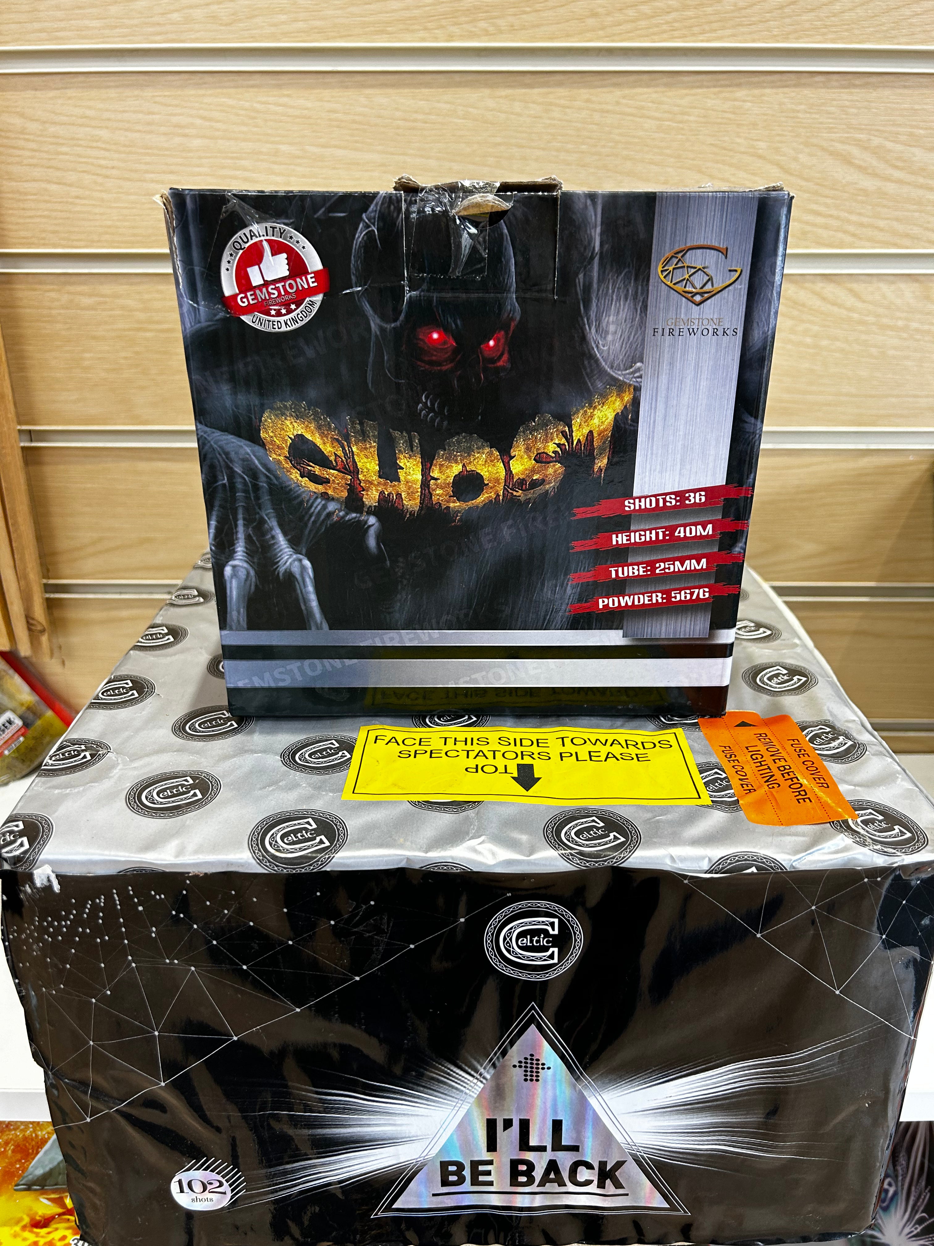 I’ll Be Back , WITH FREE £70 GHOST FIREWORK , LIMITED STOCK ON THESE ,OMG !!!